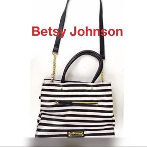 Betsey Johnson Faux Leather White/Black Tote Bag